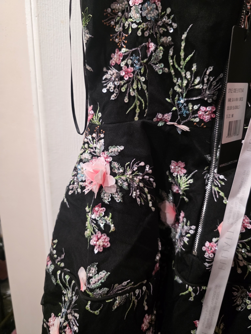 NWT Gaia Floral Mini Dress in Black SZ M - Picture 12 of 12